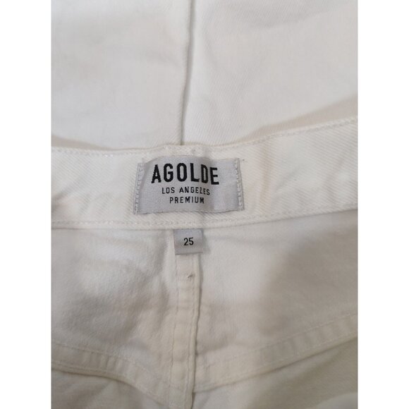 AGOLDE Women's 90s Mid Rise Loose Fit in White Out Distressed Jeans Size 25 - Picture 2 of 10